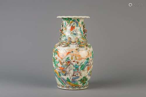 A Chinese Nanking famille verte crackle glazed vase,