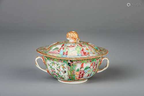 A Chinese Canton famille rose tureen, 19th C.