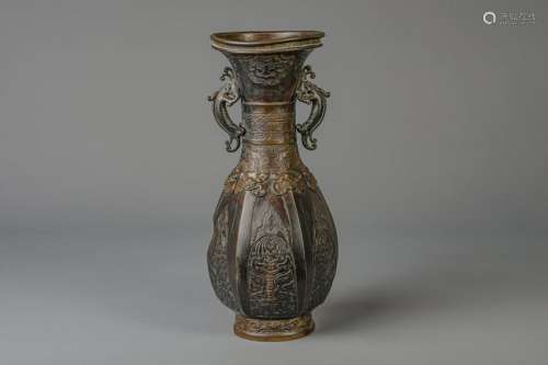 A large bronze baluster shaped vase, China, 18th/19th