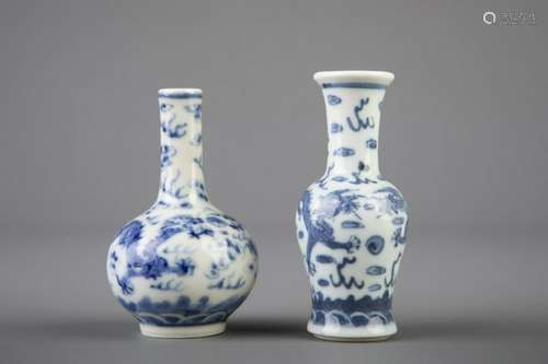 Two Chinese blue and white doll's house miniature