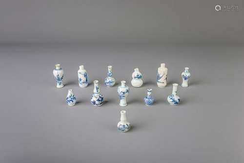 Twelve Chinese blue and white doll's house miniature