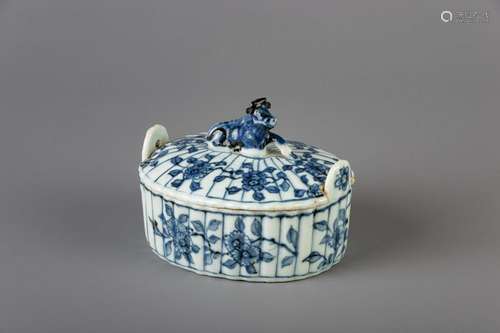 A Chinese blue and white butter tub after a Dutch Delft