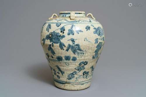 A large Chinese blue and white Swatow jar, Ming