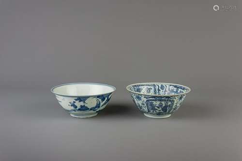 Two Chinese blue and white bowls, Wanli