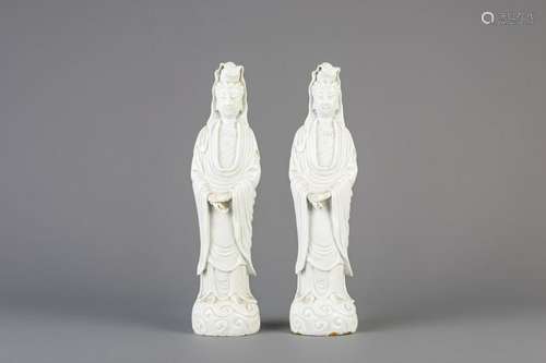 Two Chinese blanc de Chine Dehua figures of Guanyin,