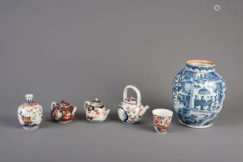 A varied collection of Japanese Imari and blue and