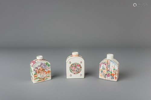 Three Chinese famille rose tea caddies,