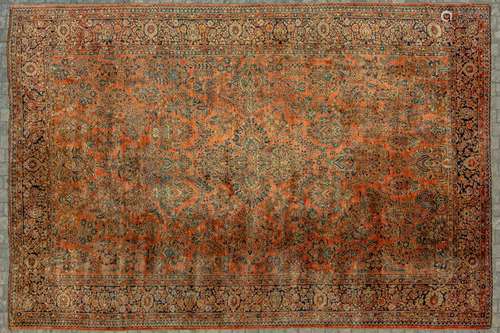 A large Oriental rug with floral design, wool on