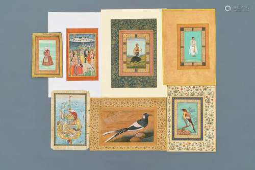 Seven Islamic and Persian miniature paintings on paper,