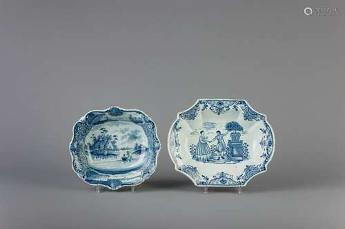 Two Dutch Delft blue and white salad bowls, 18th C.