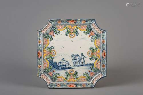 A Dutch Delft polychrome mixed technique plaque with