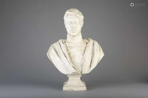 A plaster bust of King Albert I, 20th C.