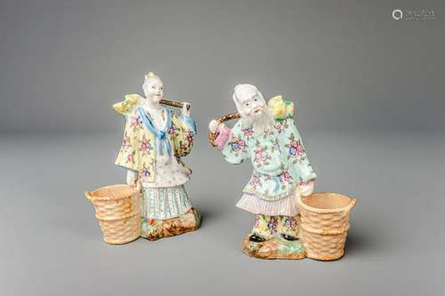 A pair of polychrome decorated porcelain Orientalist