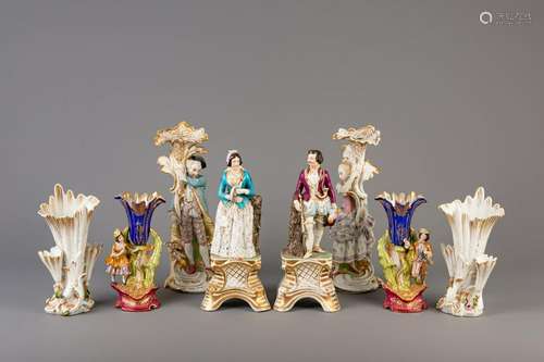 A collection of four pairs polychrome decorated old