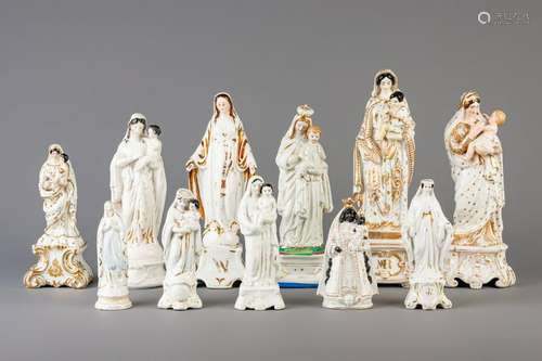 A collection of eleven old Paris porcelain Our Lady