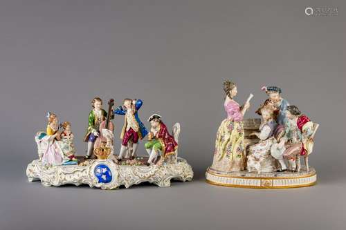 Two polychrome decorated Saxon porcelain musical