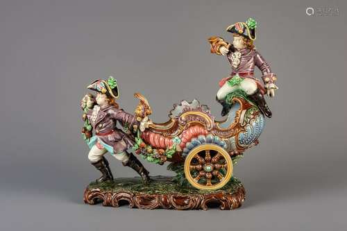 A polychrome decorated float shaped maiolica