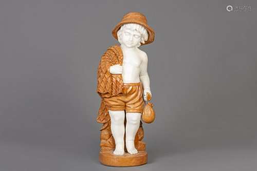 A marble figure of a fisherboy, probably Italy,