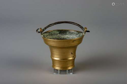 A bronze holy water bucket or aspersorium of the mortar