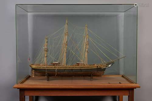 A painted wood model of the ship 'Cutty Sark' with