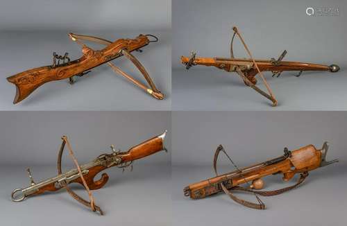 An exceptional collection of four crossbows in the