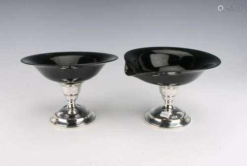 PAIR OF UNUSUAL STERLING CANDLESTICK BOWLS