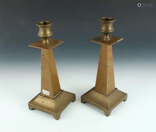 PAIR OF ARTS & CRAFTS CANDLESTICKS