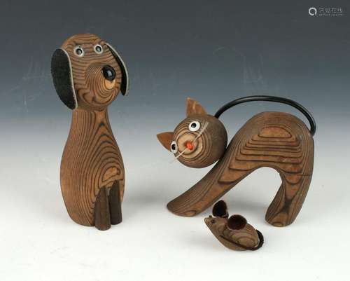 3 MCM JAPANESE CRYPTOMERIA CARVED ANIMALS