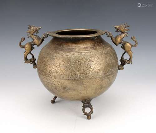 LARGE BRONZE TRIPOD CENSER