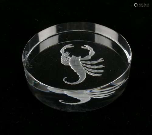 VAL ST. LAMBERT SCORPION PAPERWEIGHT SIGNED