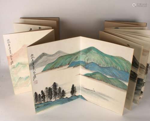 COLORFUL ACCORDION BOUND CHINESE PAINTINGS ALBUM