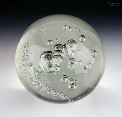 RARE LARGE CONTROLLED BUBBLE GLASS PAPERWEIGHT