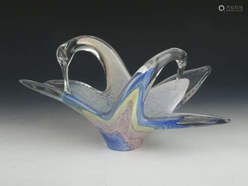 MCM MURANO GLASS SWAN BASKET