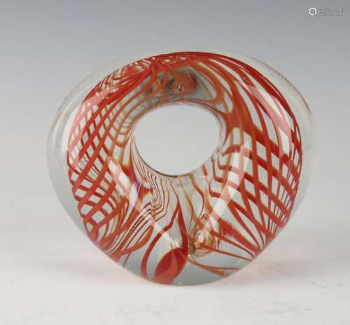 VTG SIGNED ART GLASS ABSTRACT SWIRL PAPERWEIGHT