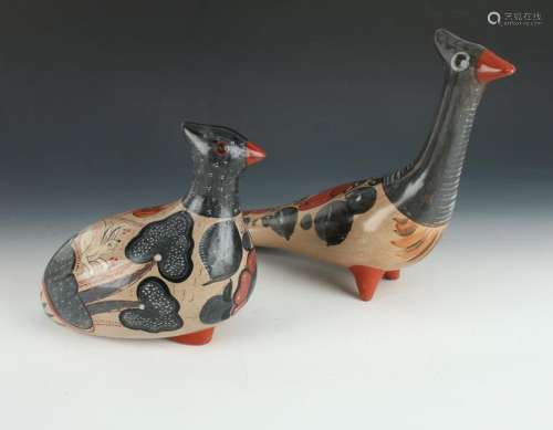TWO MEXICAN POTTERY BIRDS