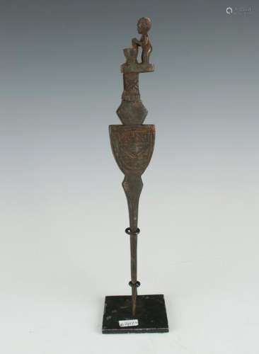 AFRICAN CARVED DAGGER ON STAND