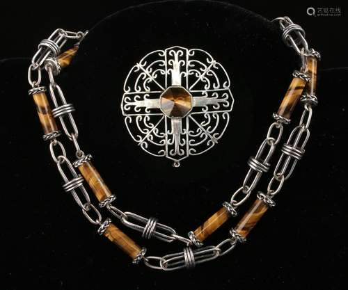 CECILIA TONO TAXCO TIGER EYE STERLING JEWELRY