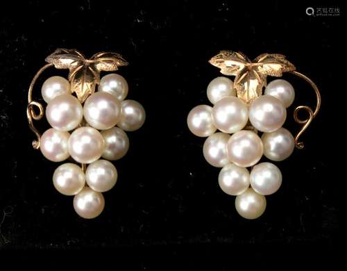 PEARL GRAPE CLUSTER EARRINGS 14K