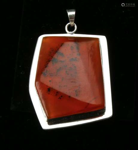 LARGE MEXICAN SILVER FIVE SIDED MODERN PENDANT