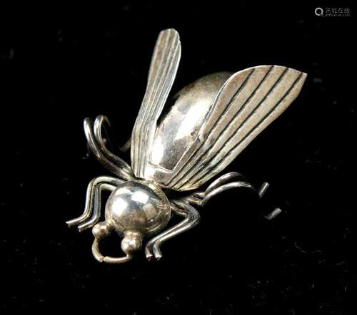 SIGNED MEXICAN SILVER FLY PIN