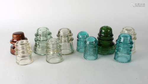 LOT OF 10 GLASS INSULATORS