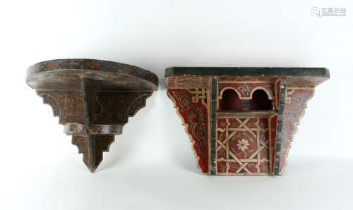 2 CARVED & PAINTED SCONCE SHELVES