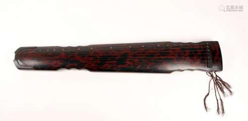 CHINESE LACQUERED RED & BLACK GUQIN