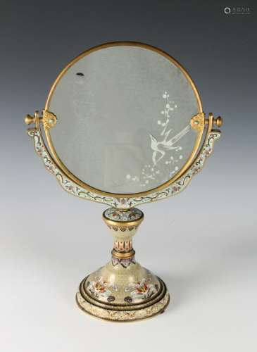 ANTIQUE CLOISONNE VANITY MIRROR