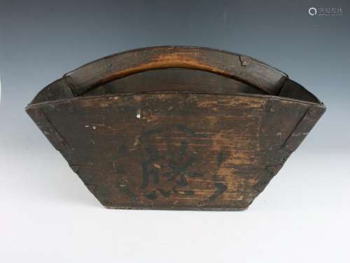 CHINESE WOODEN RICE BASKET