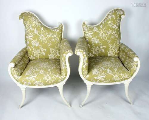 PAIR MCM HOLLYWOOD REGENCY ASYMMETRICAL CHAIRS