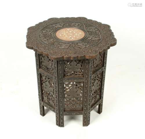 WOODEN INDIAN HINGED SIDE TABLE