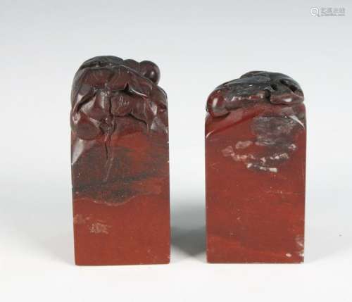 2 CARVED JASPER SEALS