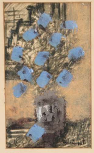 SIGNED STILL LIFE OF BLUE FLOWERS