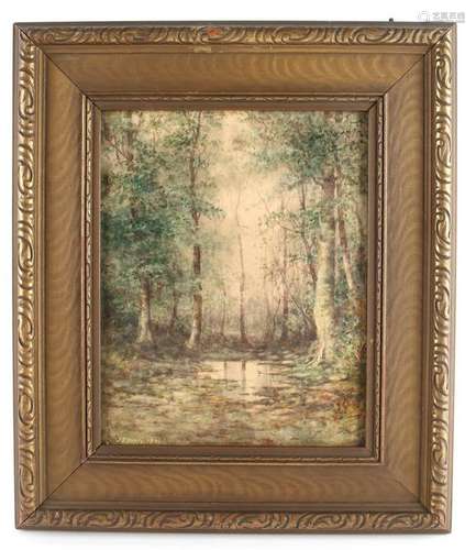 BUNDY, JOHN ELWOOD WATERCOLOR OF FOREST SIGNED